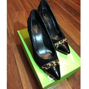 Moda Reflex Faux Black Suede Black & Leopard Pumps